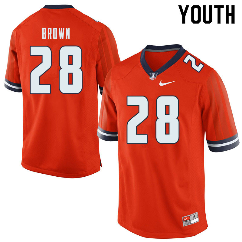 Youth #28 Chase Brown Illinois Fighting Illini College Football Jerseys Sale-Orange